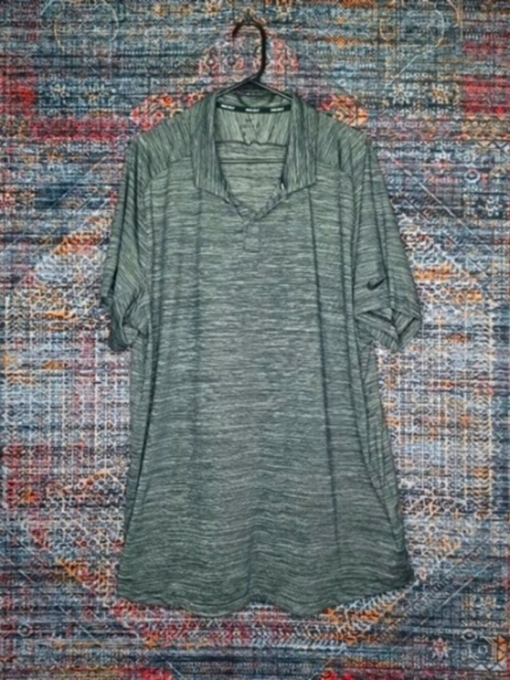 Nike Golf mens gray charcoal striped Raglan heathered polo XXL 932425 EUC